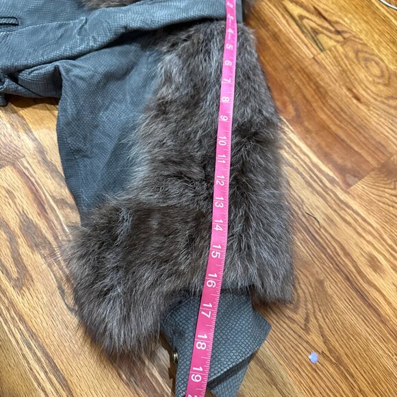 One Of A Kind Made In USA Vintage Fox Fur Jacket Silver Leather Wolverine M/L - Picture 11 of 12